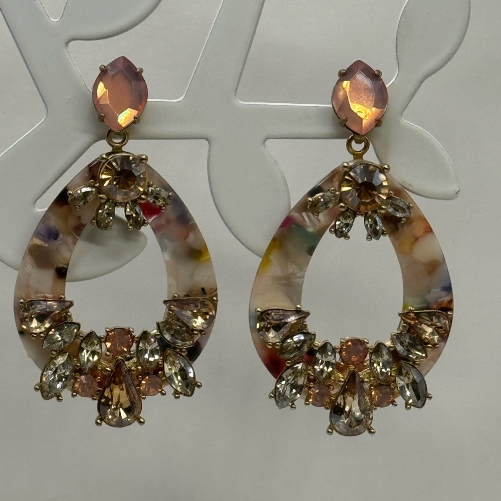 Stella & Dot Pastel Watercolor Sparkle Drop statement Earrings